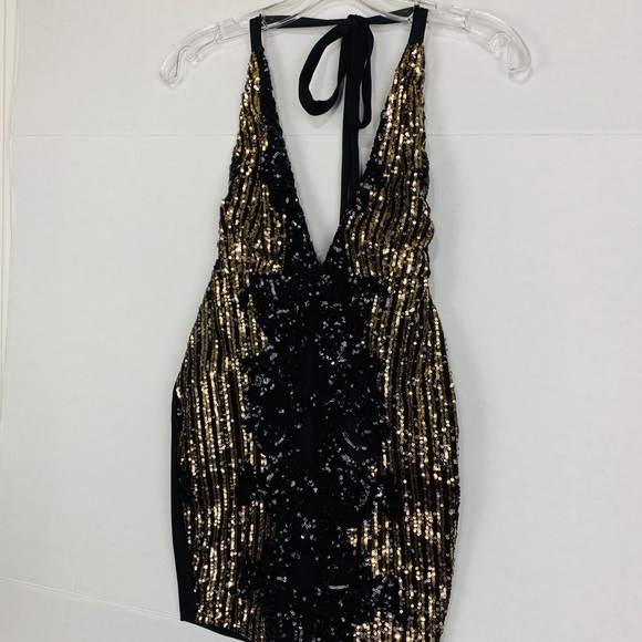 Dach Boutique Dresses & Skirts - Dach Boutique black gold sequin party mini dress